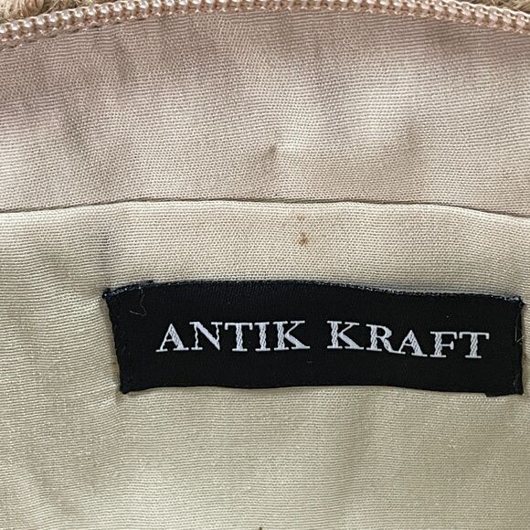 Antik Kraft Jute Clutch Natural Material Zip Up Half Circle Purse Bag - Picture 8 of 8